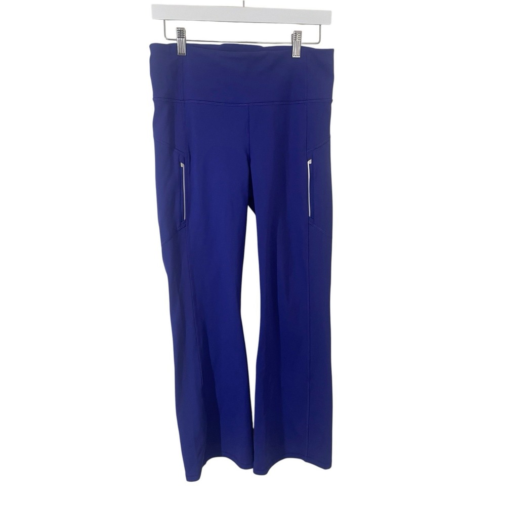 Athleta Rainier Bootcut Pant Womens Large Purple Yoga Outdoor Pants Fleece Lined